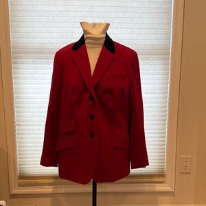 Women's Red Ralph Lauren Blazer Coat with Black Collar